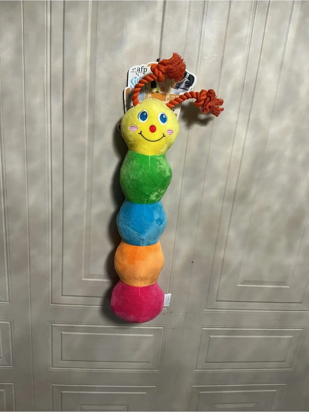 AFP Colorful Long Caterpillar 🐛 4 Squeakers Plush No Stuffing Dog Toy 24”